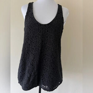 Gap Flowy Black Eyelet Lace Overlay Tanktop Size M
